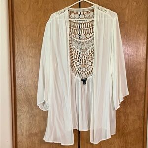 White Crochet Kimono SWIM COVER